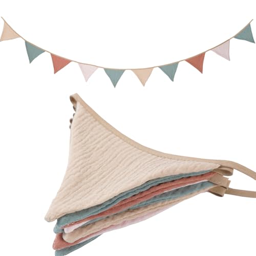 Uorbmaio Pennant Banner Bunting Flags Multicolor, Garland Triangle Banners Fabric for Boho Baby Shower Wedding Party Decorations Nursery Playroom Decor(Pastel)
