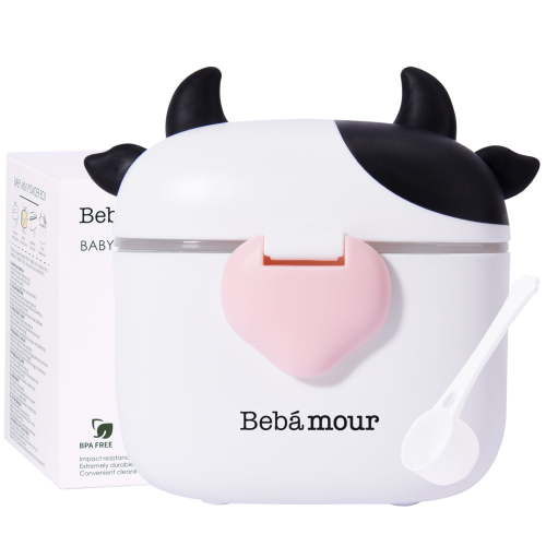 Bebamour Baby Formula Dispenser, BPA Free Portable Milk Powder and Candy Fruit Snack Storage Container with Scoop and Leveller for Travel, 450 ML,Black