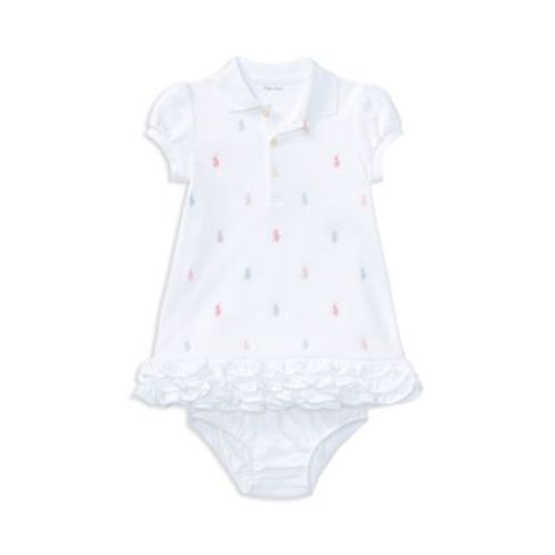 Girls' Ruffled & Embroidered Polo Dress with Bloomers - Baby