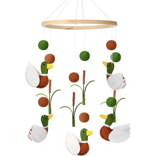 Mallard Duck Baby Mobile for Crib Mallard Duck Baby Stuff Wild Duck Felt Nursery Mobile Neutral Wooden Handmade Hanging Mobile for Crib