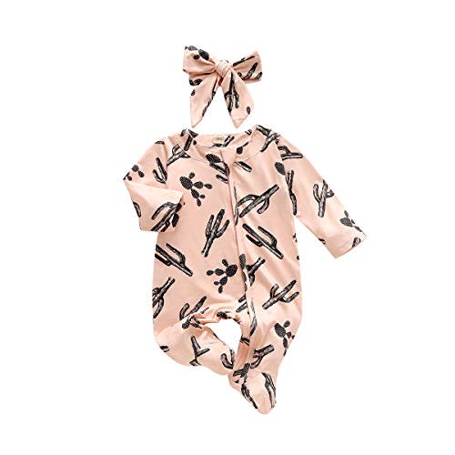 CIYCUIT Baby Girls Cactus Footies Newborn Zip Up Onesie Romper