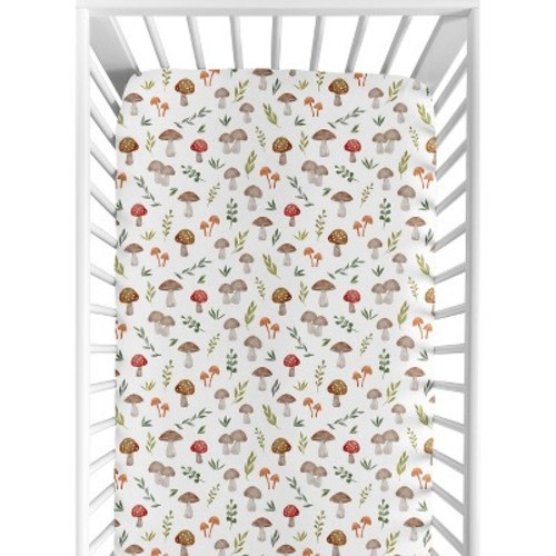 Sweet Jojo Designs Boy Girl Gender Neutral Unisex Baby Fitted Crib Sheet Watercolor Woodland Forest Animals Red Green and Brown