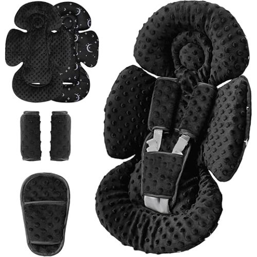 Infant Insert Compatible with 4moms Mamaroo Swing & Graco Swing and Infant Car Seat, Newborn Insert, Baby Head and Body Support, Reversible Design, Breathable Soft Fabric, 1Pcs - Dot, Black