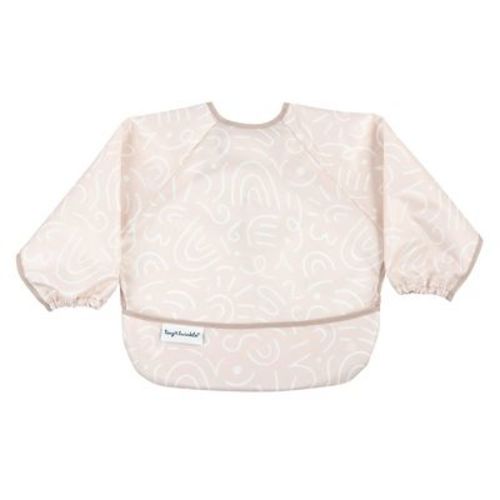 Tiny Twinkle Mess-proof/waterproof Long-sleeve Baby Bib, Machine Washable Smock For Eating (checkers Brown, Small 6-24 Months)