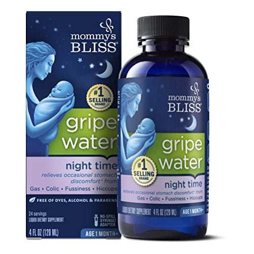 Mommy's Bliss Gripe Water Night Time, Infant Gas & Colic Relief, Gentle & Safe, 4 Weeks+, 4 FL OZ Bottle (Pack of 1)