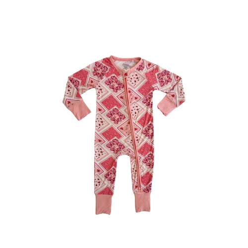 Floral Patchwork Zipper Romper