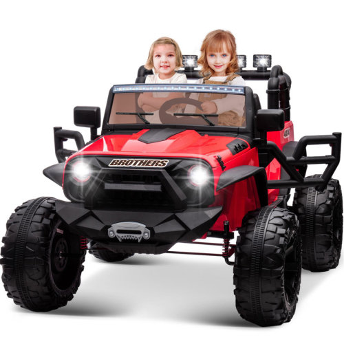 DreamDwell Home 24V 2 Seater Ride On Jeep Car Truck with Remote Control,Ride on SUV Toys for Big Kids with Parental Remote Control, LED Lights, Safety Belt, Bluetooth, Music, MP3, AUX Port, Spring Suspension, & Reviews | Wayfair