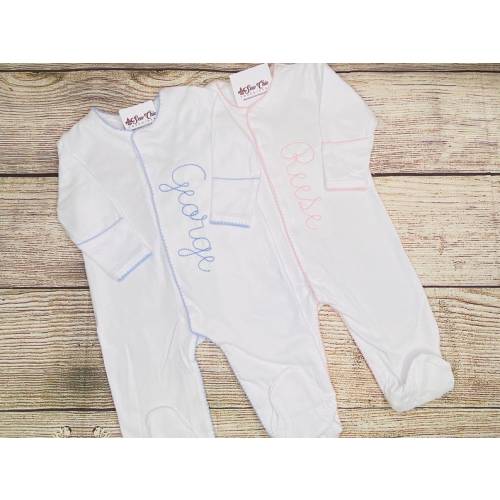 Personalized Baby Girl or Baby Boy Footie, Coming Home Outfit, Picot Trim, Embroidery - Etsy