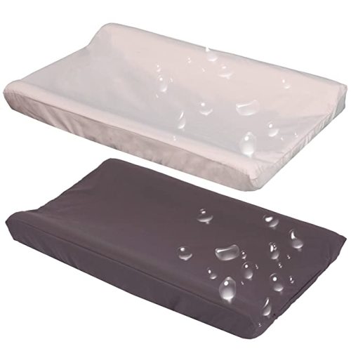 2 Pack Waterproof Changing Pad Cover, Soft Microfiber Diaper Change Table Sheets for Baby Boys and Girls, Fit 32" x 16" Changing Pad, Machine Washable Durable, Dark Grey & Apricot