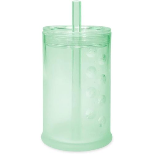 Olababy Clear View Silicone Training Cup with Straw Lid | Toddler Sippy Trainer 12mo+ | Unbreakable Water Drinking Cups for Kids 2yr+ | Baby Led Weaning & Feeding Supplies (Mint, 9 oz)