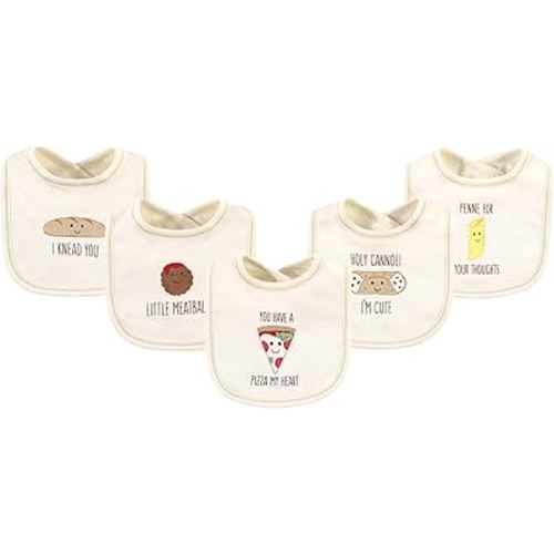 Touched by Nature Unisex Baby Organic Cotton Bibs, Pizza, One Size