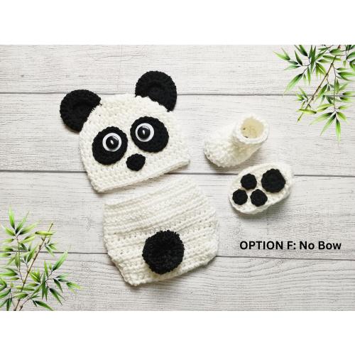 Baby Panda Hat and Diaper Cover, Newborn Photo Prop, Baby Shower Gift, Halloween Costume, Crochet Baby Panda Hat, Baby Panda Outfit