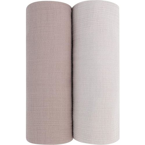 Ely's & Co. Cotton Muslin Swaddle Blanket 2-Pack for Baby Boy and Baby Girl— 100% Cotton Muslin Extra-Large Swaddle Blankets (47” x 47”) — Pebble Gray & Simply Taupe