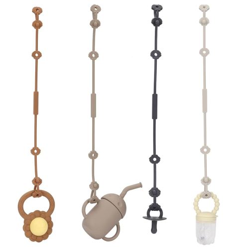 4 Pack Toy Safety Straps for Baby, Silicone Baby Bottle Harness Straps|Sippy Cup Leash|Baby Teether Pacifier Holder Clips for Stroller, High Chair, Crib, Bag(Sand/Light Grey/Dark Grey/Clay)