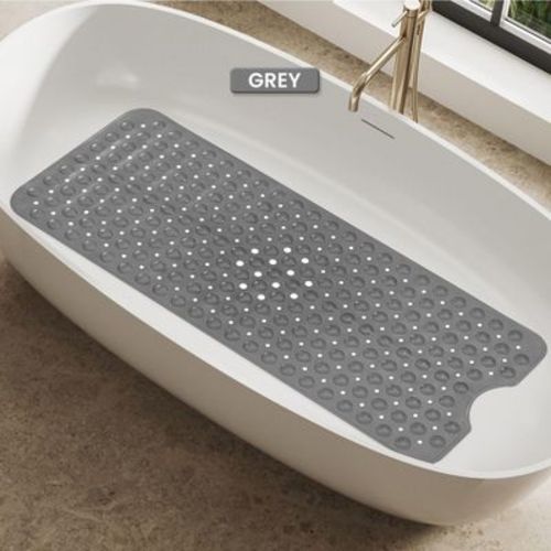 Lux Decor Extra Long 40x16 Non Slip Bath Tub & Shower Mats for Bathroom - Grey (1-Pack)