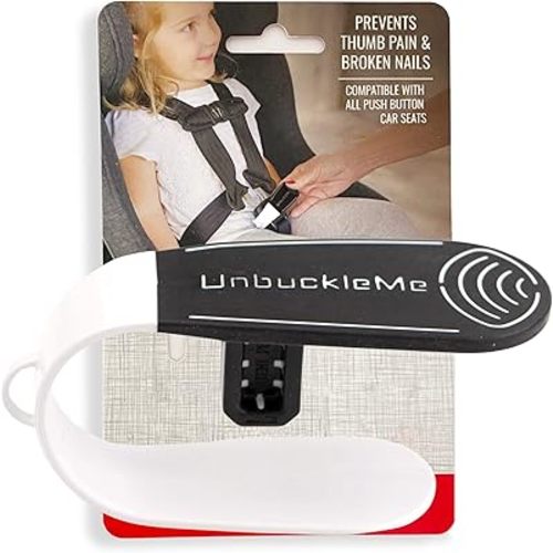 UnbuckleMe Car Seat Buckle Release Tool - Easy Opener Aid for Arthritis, Long Nails, Older Kids - Button pusher for infant, toddler, convertible 5 pt harness car seats - As Seen on Shark Tank (Black)
