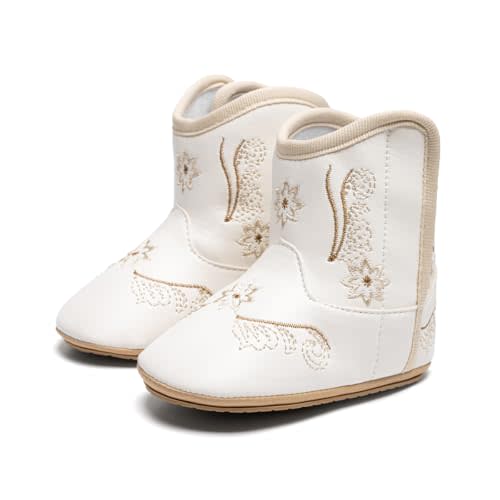 Bellocasa Baby Western Cowboy Boots Infant Boys Girls Non-Slip Soft Sole Booties Toddler Newborn First Walker Crib Shoes