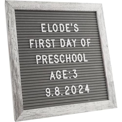 C CRYSTAL LEMON Letter Board, 336 Letters Numbers & Symbols, 10x10 inches, Changeable Wooden Message Board Sign, Wood Frame, Wall Mount, with Display Stand (Rustic Gray)