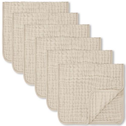 Muslin Burp Cloths Large 100% Cotton by Comfy Cubs, Color: Sand, Size: pack of 6