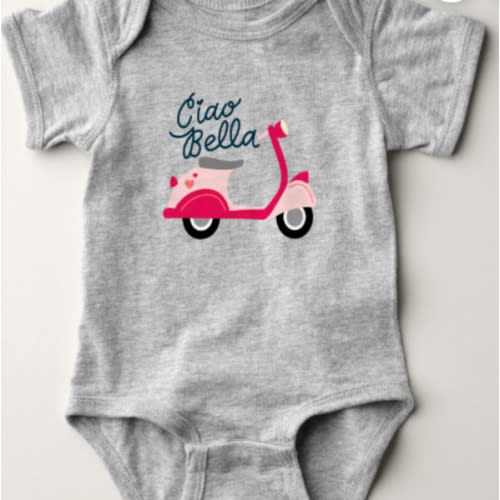 Ciao Bella Vespa Scooter Baby Baby Bodysuit | Zazzle