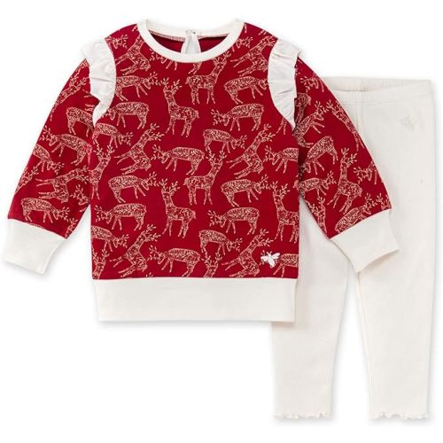 Burt's Bees Baby Baby Girls' Long Sleeve Top and Pant Set, 100% Organic Cotton
