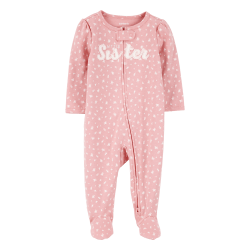 Baby Girl Little Sister 2-Way Zip Cotton Sleep & Play Pajamas - Pink - Carter's | Carter's