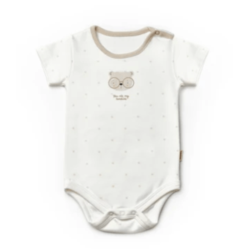 Teddy Ecru Short Sleeve Organic Cotton 0-3M