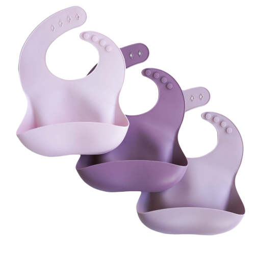 Silicone Baby Bib 3pc Set | Purple Ombre