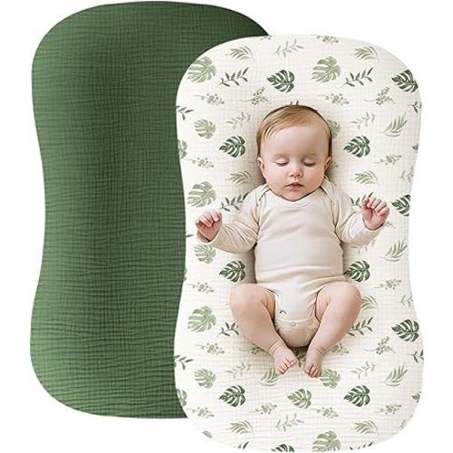 2 Pack Muslin Muslin Baby Lounger Cover for Boy, 100% Soft Cotton Newborn Lounger Cover, Breathable Baby Neutral Nest Slipcover