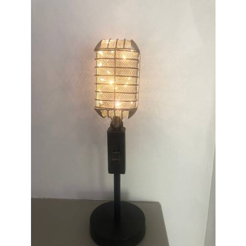 Retro Microphone Lamp: Illuminated Music Decor Accent Light