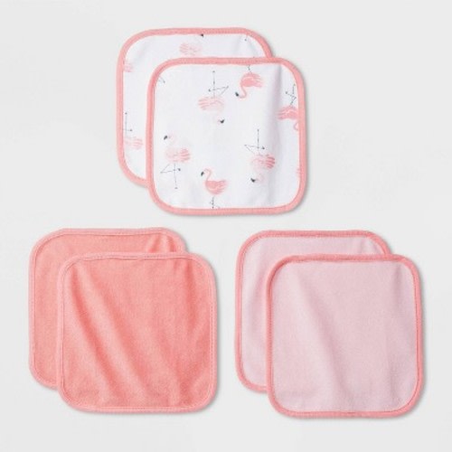Baby Girls' 6pk Flamingo Washcloth Set - Cloud Island™ Coral