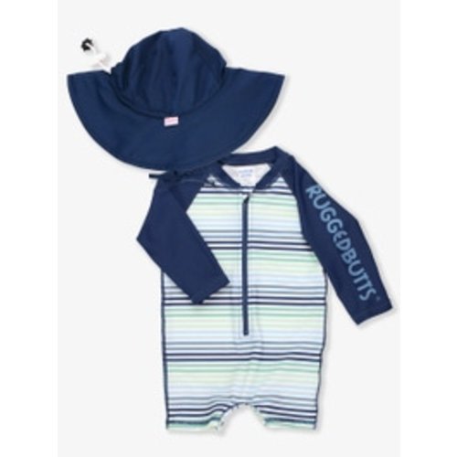 Coastal Long Sleeve One Piece & Navy Sun Hat Set