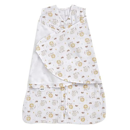HALO 100% Cotton Muslin Sleepsack Swaddle, 3-Way Adjustable Wearable Blanket, TOG 1.5, Lions, Newborn, 0-3 Months - Newborn (Pack of 1)
