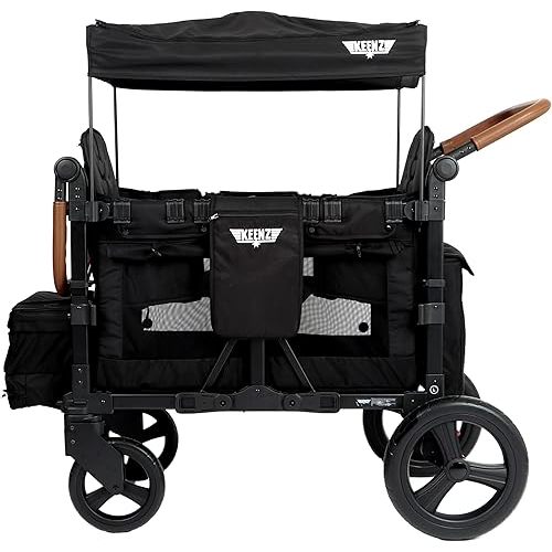 Keenz VYOO Stroller Wagon with Canopy - Foldable Design for Easy Storage, 5 Seating Positions for Kids, Enhanced Child Safety, All-Terrain Mobility, 2-Passengers, Black