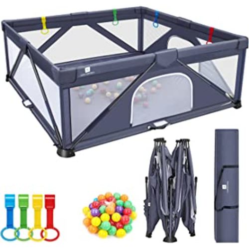 A ALFRESCOOL Foldable Baby Gate Playpen, 71"x71"(35 sq. ft Space), Extra Large Playards for Toddler, Indoor & Outdoor, Kids Activity Center, Suitable for Home Travel Picnic