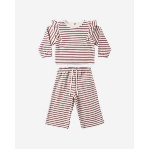 Ruffle Cozy Set Mulberry Stripe – Quincy Mae