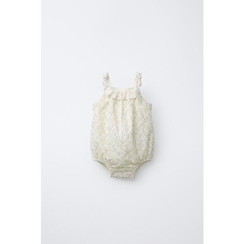 TEXTURED FLORAL ROMPER - Ecru | ZARA United States