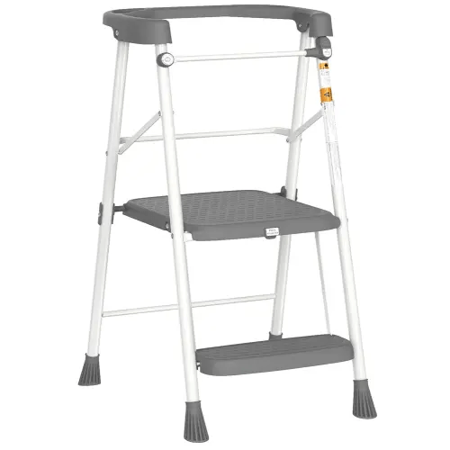 HBTower Kids 2 Steps Step Stool, Toddler Tower for Kitchen Counter Learning, Toddler Kitchen Stool Helper with Anti-Drop Safty Railing Kids Standing Folding Stepper