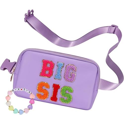 Big Sister Fanny Pack with Bracelet, Big Sister Gifts for Girls, Belt Bag for Girl Teens, Personalized Crossbody Bag Christmas Birthday Gifts for Daughter