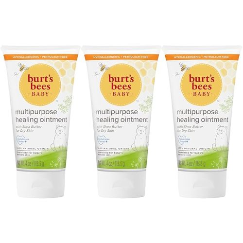 Burt's Bees Baby Diaper Balm, Multipurpose Healing Ointment Softens & Calms Dry Skin, Eczema Safe, with Shea Butter, Plant Based Formula, Pediatrician Tested, 4 Oz (Pack of 3) - 4 Ounce (Pack of 3)
