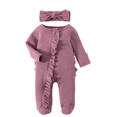 MATILDA Waffle Knit Jumpsuit with Headband - Hazel & Bo