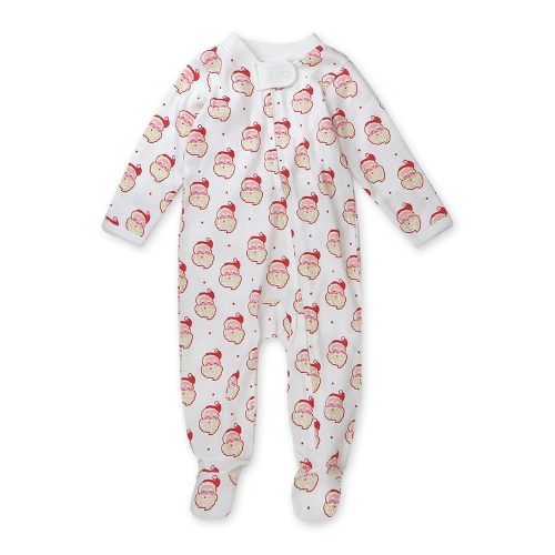 HonestBaby Sleep and Play Footed Holiday Pajamas One-Piece Sleeper Zip-front Organic Cotton PJs Baby Boys, Girls, Unisex, Ho Ho Ho, 0-3 Months