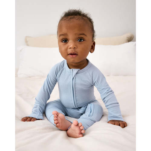 Light Fog Ribbed Zippy – Little Sleepies