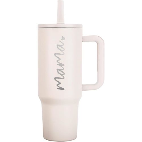 Mama Tumbler 40 oz Cup with Lids Straws First Mothers Day Gifts for New Mom Gifts for Pregnant Mother, Mama, Mom To Be