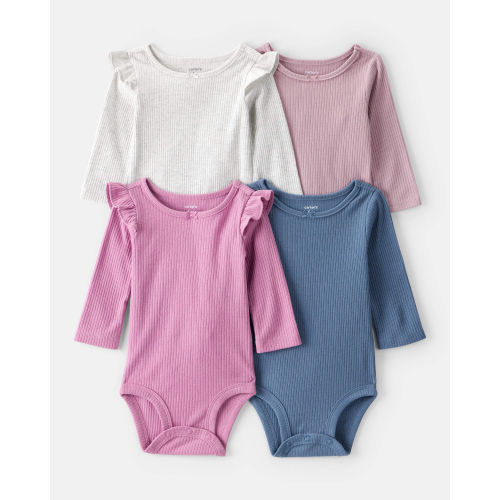 Baby Girl 4-Pack Long-Sleeve Multipack Bodysuits - Blue/Pink - Carter's | Carter's