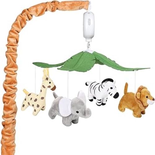 Safari Animals Baby Musical Crib Mobile - Jungle Animals Mobile for Crib with 12 Lullabies for Baby Boys and Girls | Safari Nursery Decor