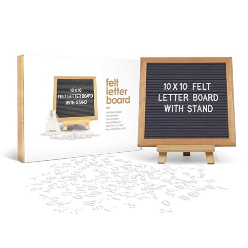 flybold Felt Letter Board - Baby Announcement Sign Board - Message board with 340 Letters Numbers Sign Adjustable Tripod Stand - Announcement Board for Birth - Small Word Grey 10x10 inch (Wall Mount)