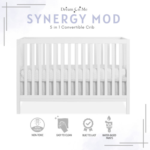 Free Shipping! Dream On Me Synergy MOD Crib, Made with Sustainable New Zealand Pinewood, White