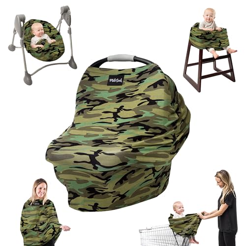 Milk Snob Original 5-in-1 Cover - Nursing Cover for Breastfeeding - Baby Car Seat Cover, Carseat Canopy & Stroller - Essential All-in-One Cover - Gift for Mom, Baby (Camo)
