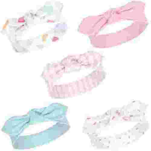 Hudson Baby Infant Girl Cotton Headbands 5pk, Ice Cream, 0-24 Months